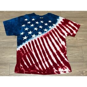 Liquid Blue Mens American Flag TShirt Tie Dye Red White and Blue Size XL